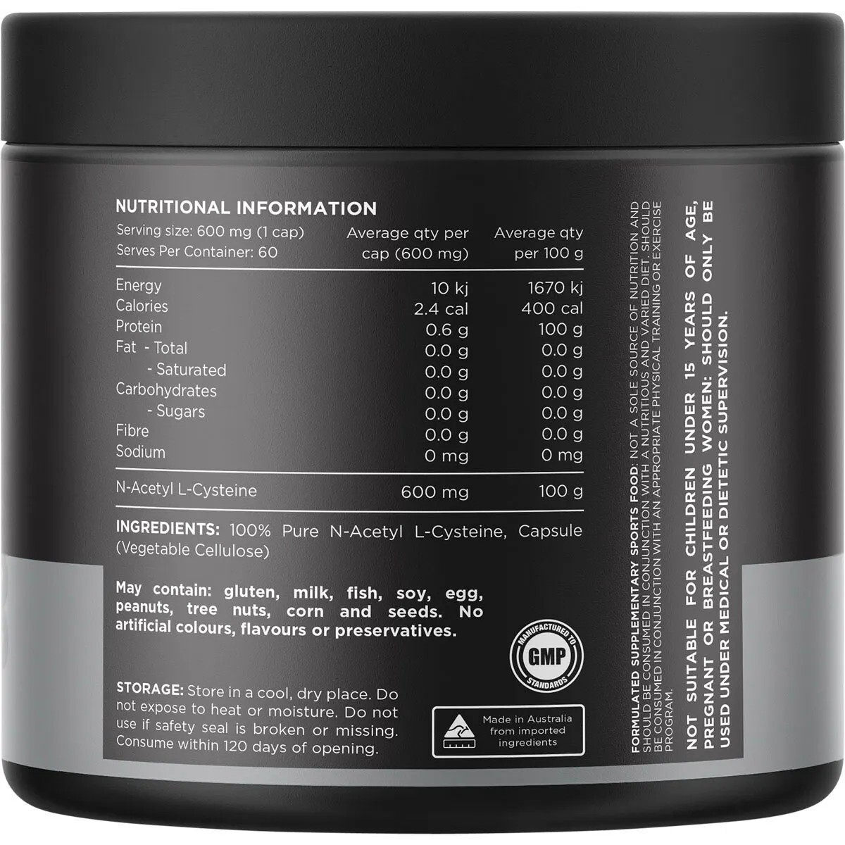 New Switch Nutrition NAC Caps 100% N-Acetyl L-Cysteine 60 Capsules