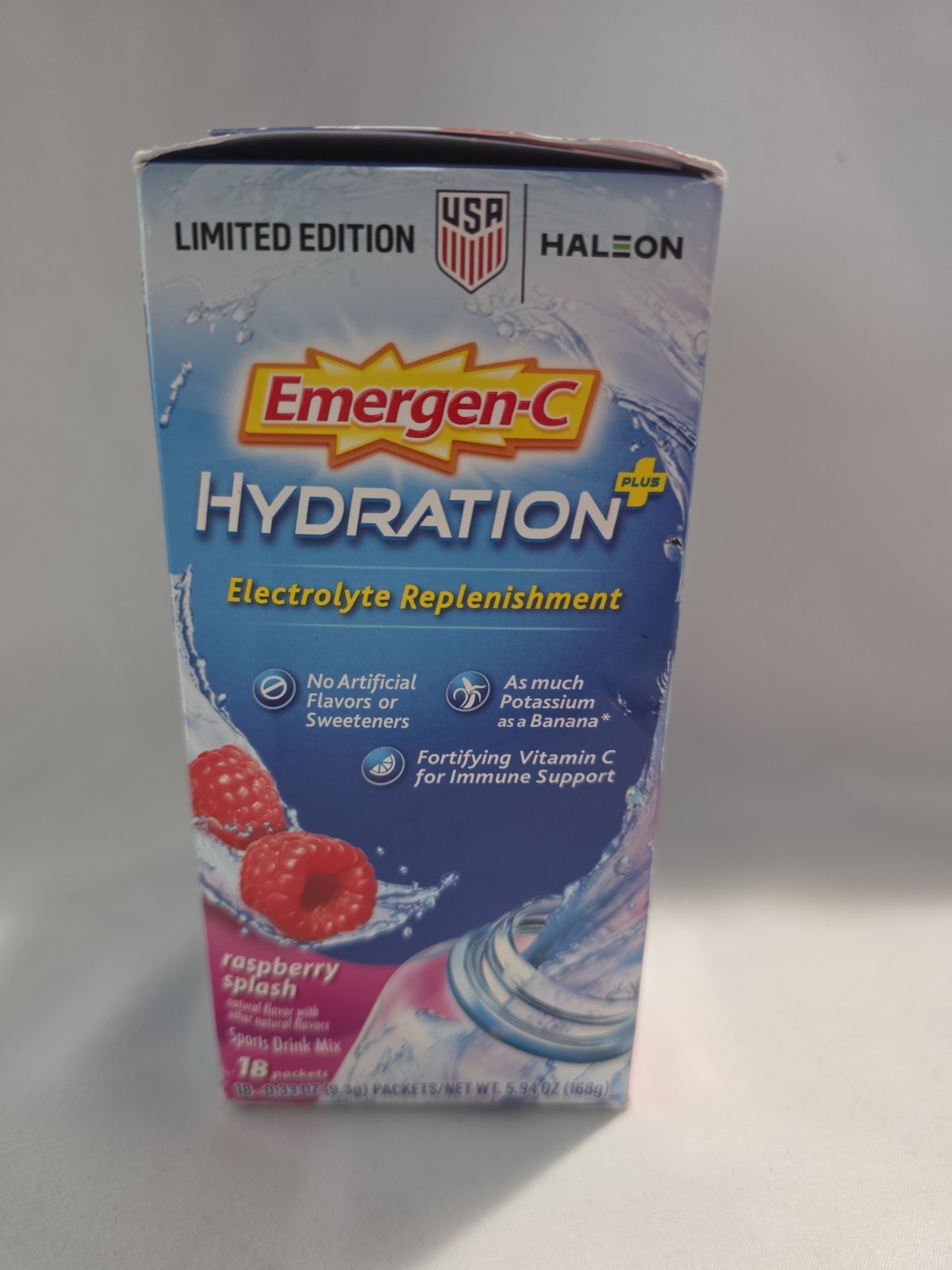 Emergen-C Hydration+ Sports Electrolyte 0.33 Ounce (Pack of 18), Raspberry