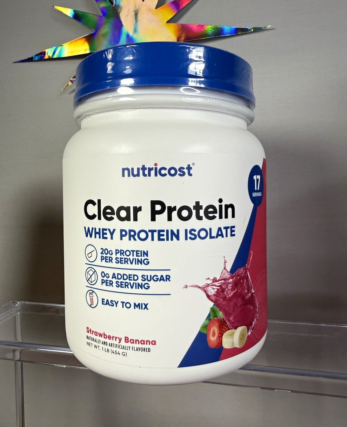 Nutricost Clear Whey Protein Isolate Powder 0g Added Sugar Strawberry Banana 1lb