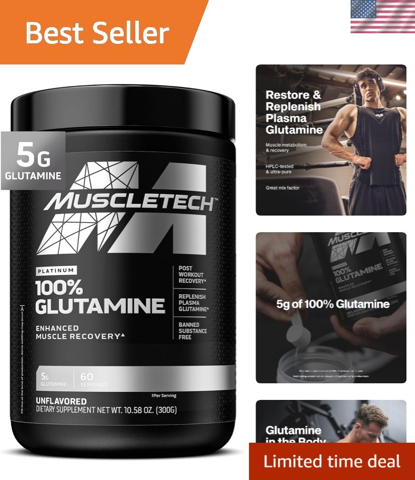 Essential L-Glutamine Powder | Boost Energy & Recovery | Unflavored, 60 Servings