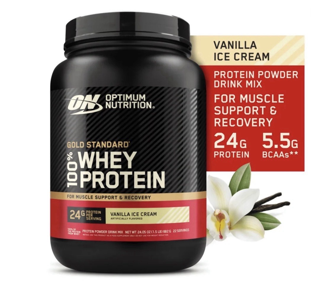Gold Standard 100% Whey Protein Powder, Vanilla Ice Cream 1.5lb Tub, 22 Servings