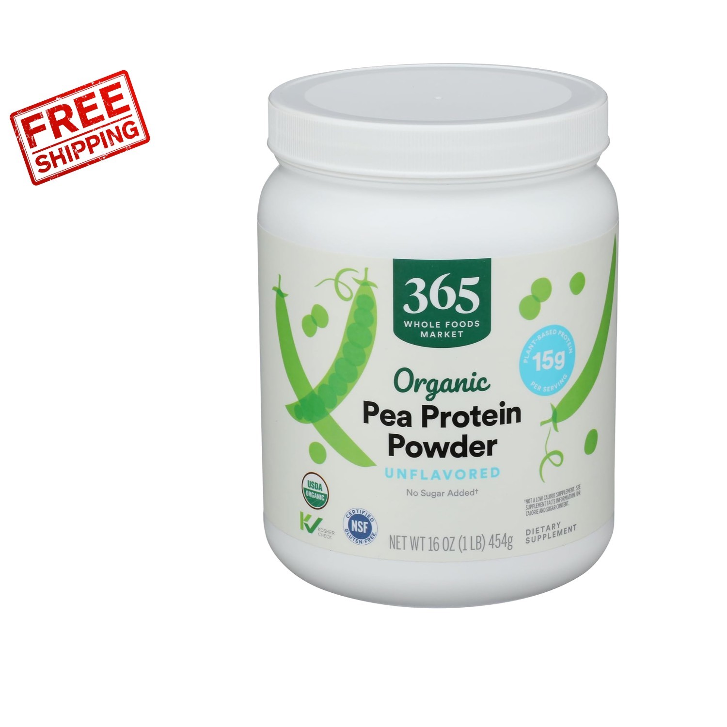 Nutritious Organic Pea Protein – 16 Oz Jar, 15g Plant-Based Protein, Gluten Free