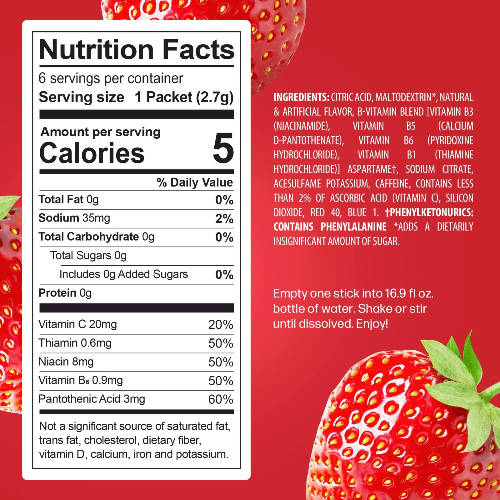 Electrolyte Powder Packets for Hydration | Strawberry Flavor | 72 Servings | Sug