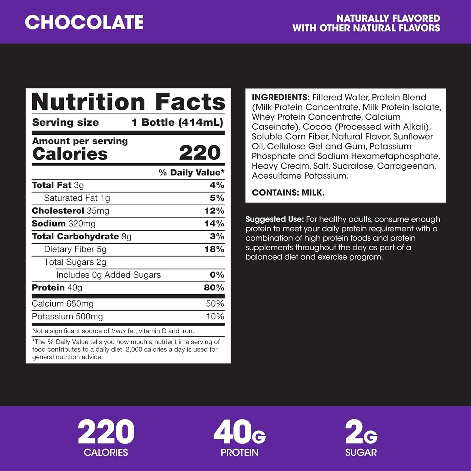 Optimum Nutrition 40G Protein Shake, 40G of Protein, Chocolate
