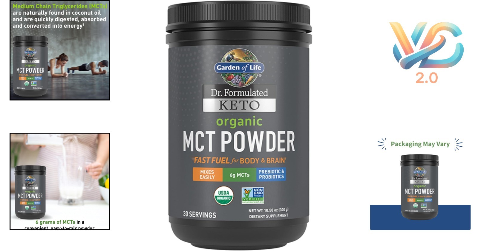 Dr. Formulated Organic Keto MCT Powder 30 Servings Coconut-Based