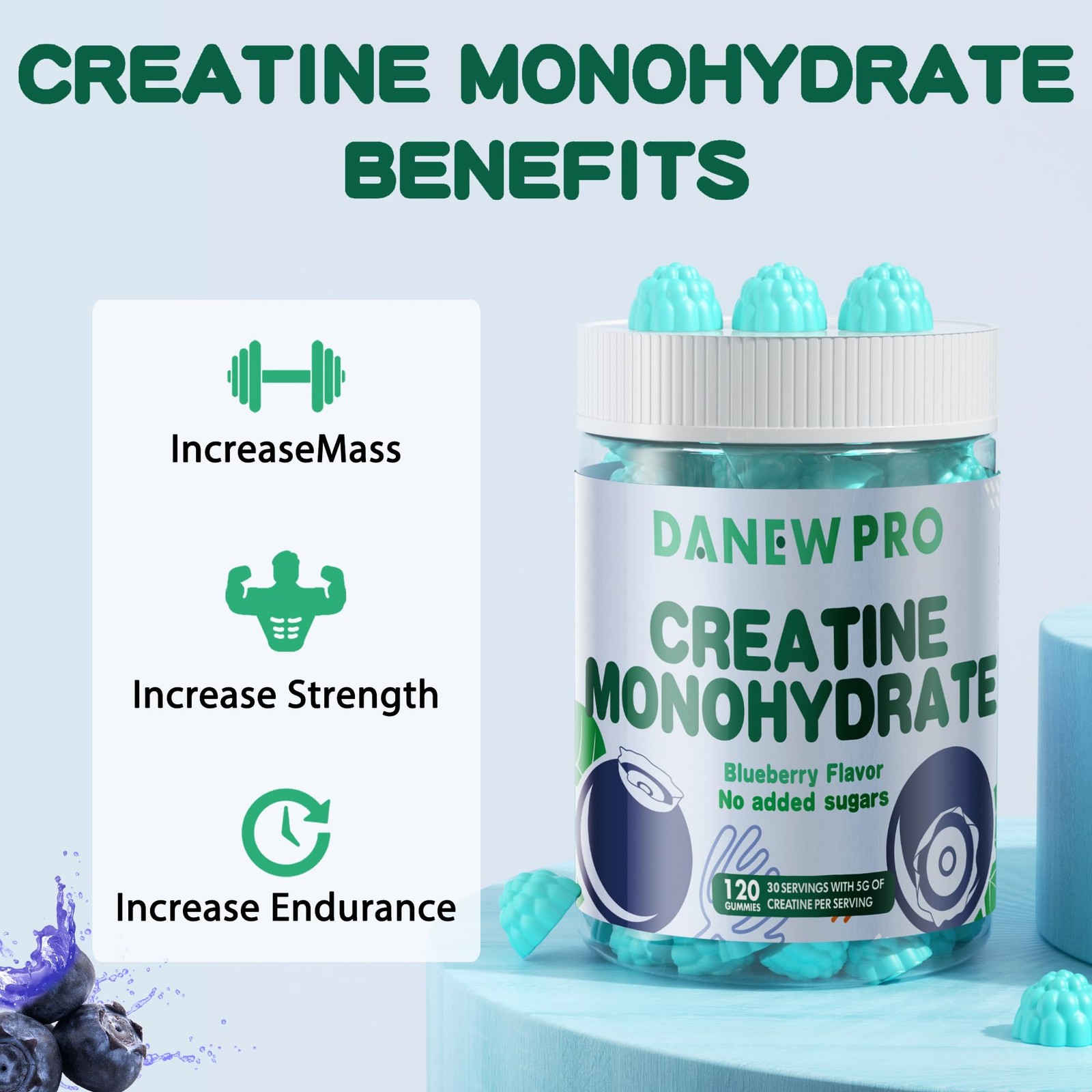 Gomitas Monohidrato De Creatina 5000mg Desarrollar Músculo Para Hombres/Mujeres