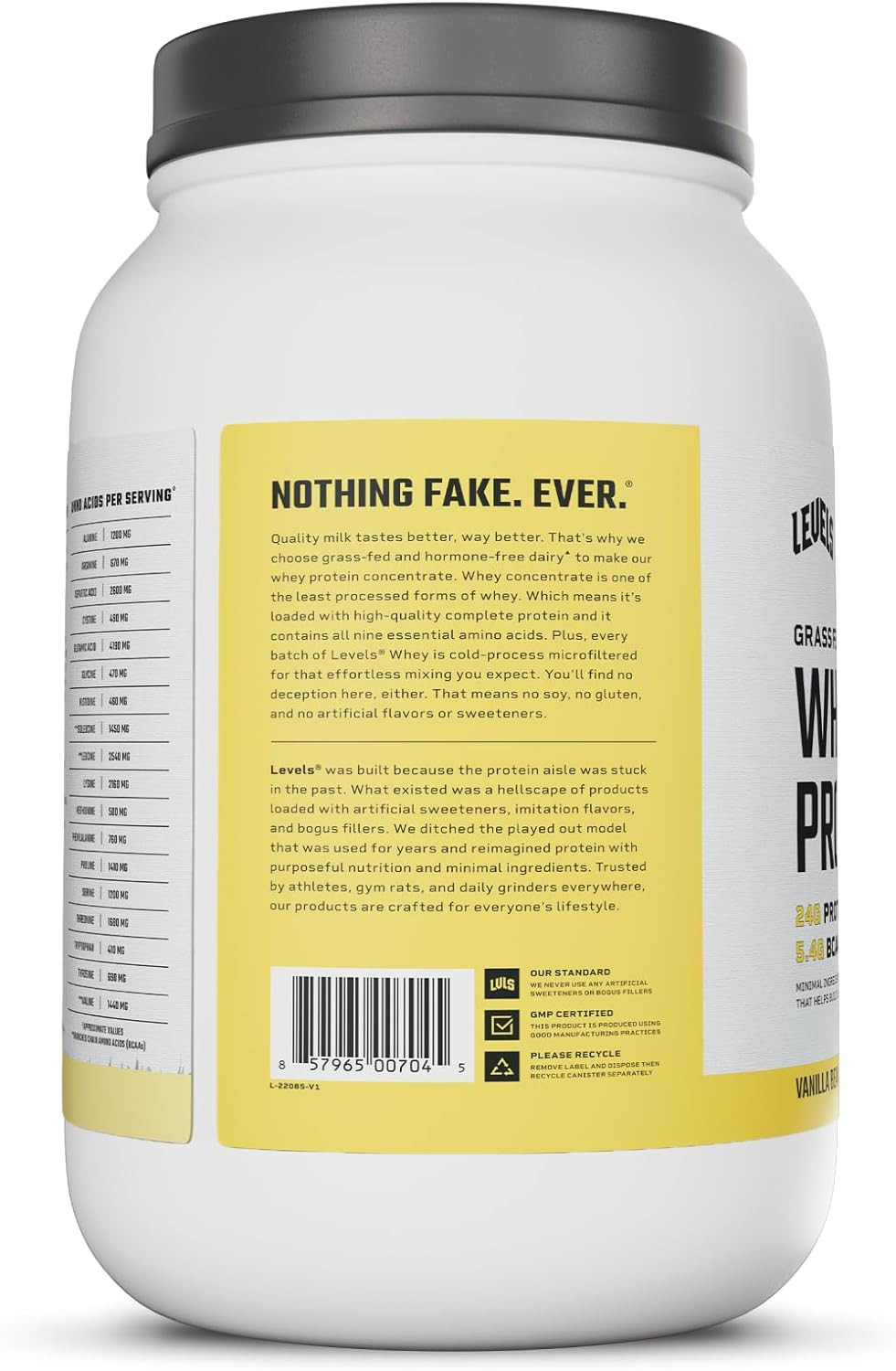 Levels Grass Fed Whey Protein Powder, No Artificials, 24G of Protein, Vanilla…