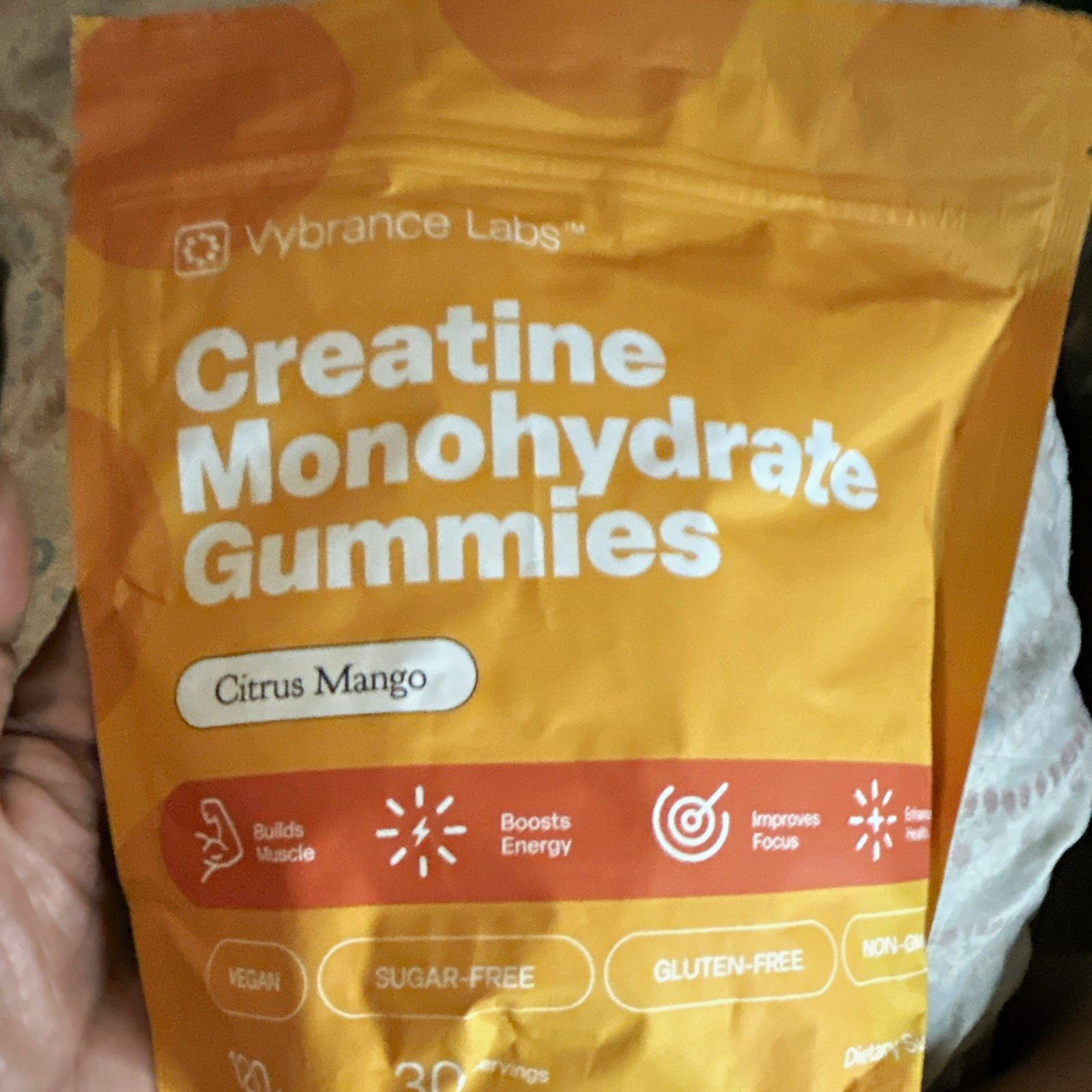 Vybrance Labs Creatine Monohydrate Gummies Citrus Mango Vegan 120 ct