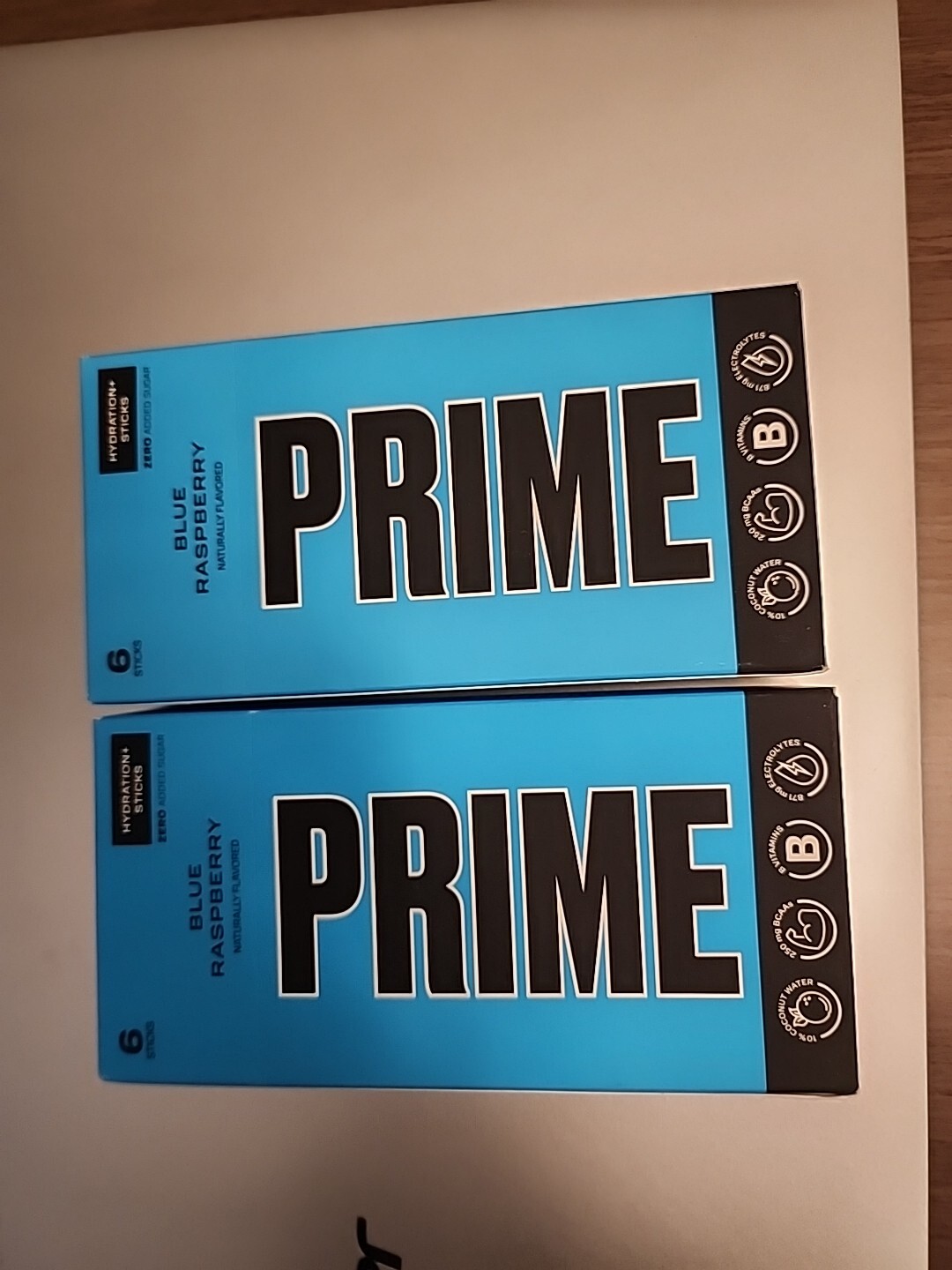 PRIME Hydration Stick Pack Blue Raspberry 2 Boxes 6 Sticks Each EXP 04/25