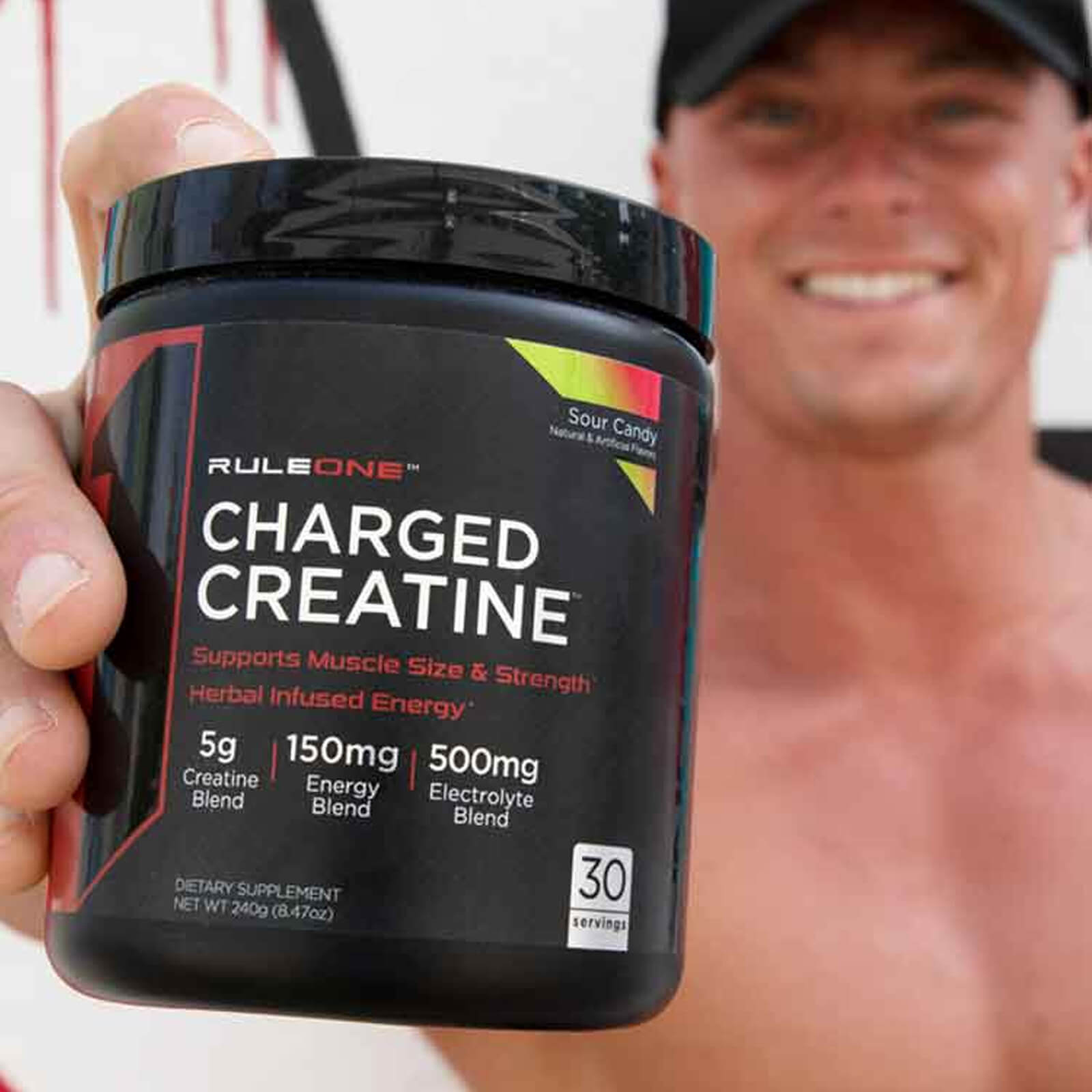 RULE 1 Charged Creatine 30 serv Blue Razz Lemonade Energized Creatine 270g