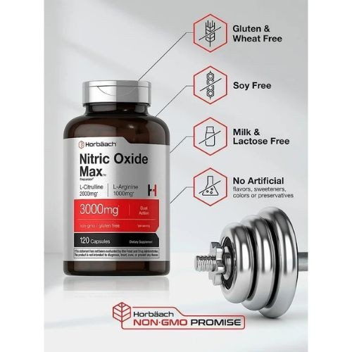 Nitric Oxide Booster L-Arginine, L-Citrulline 3000mg 120 Caps HIGHEST POTENCY