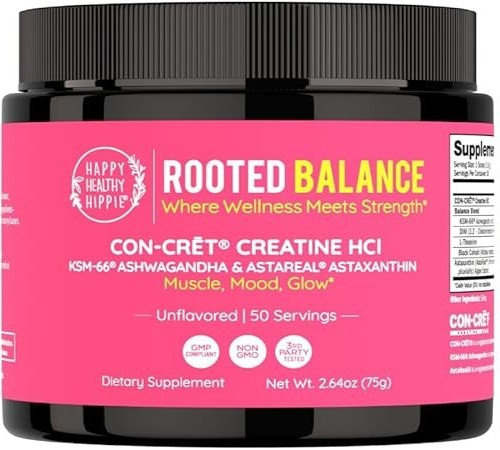 Happy Healthy Hippie Creatine HCl Powder with KSM-66 Ashwagandha|Vegan Creatine