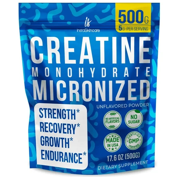 Creatine Monohydrate Powder Muscle Gain 5000mg Per Serv (5g) Made in USA 1.1LB