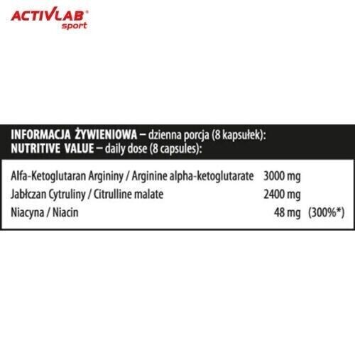 ACTIVLAB NITRO CAPS 120 caps. Pre-workout AAKG CITRULLINE ARGININE PUMP BOSTER
