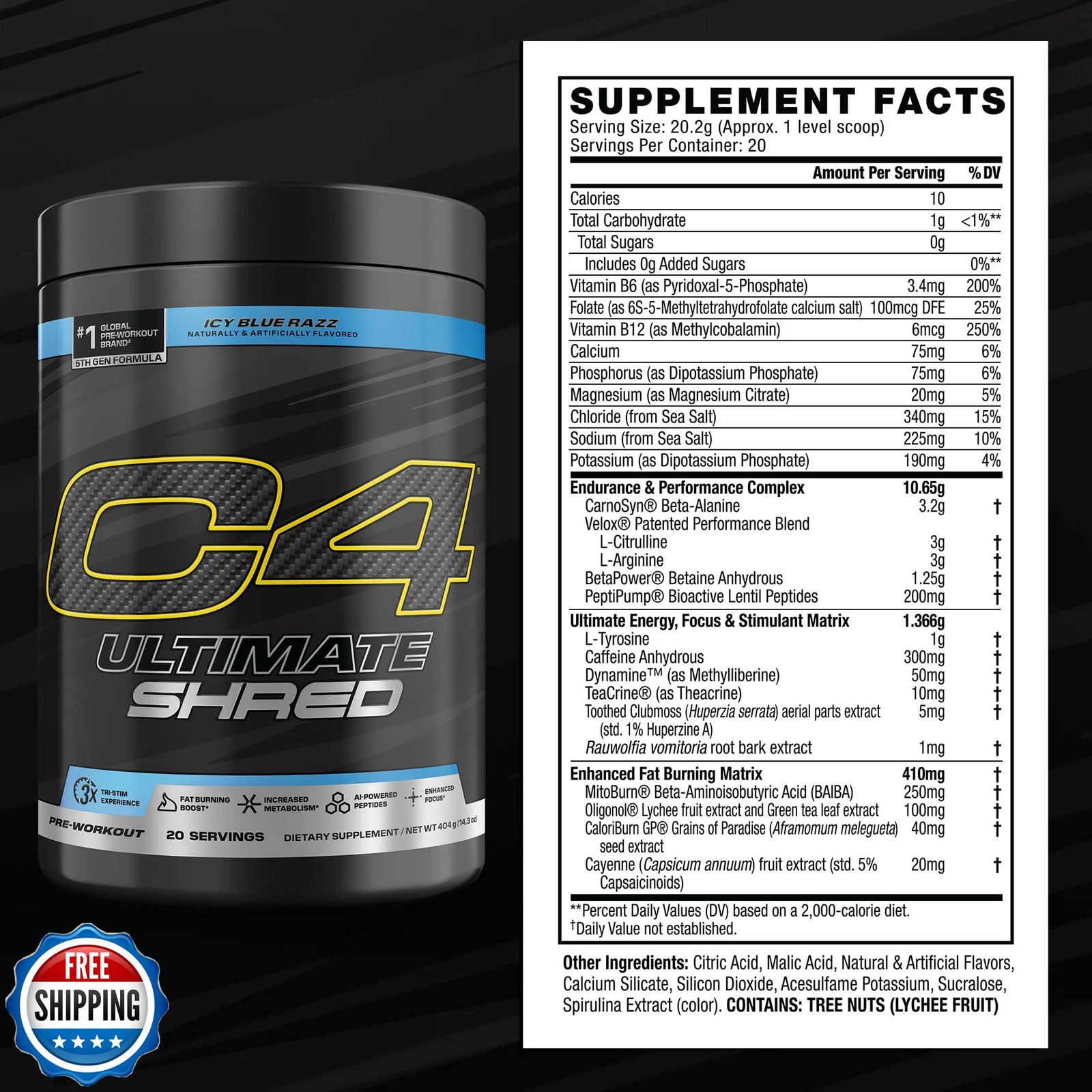 Cellucor C4 Ultimate Shred Pre Workout Powder, Fat Burner for Men and Women,