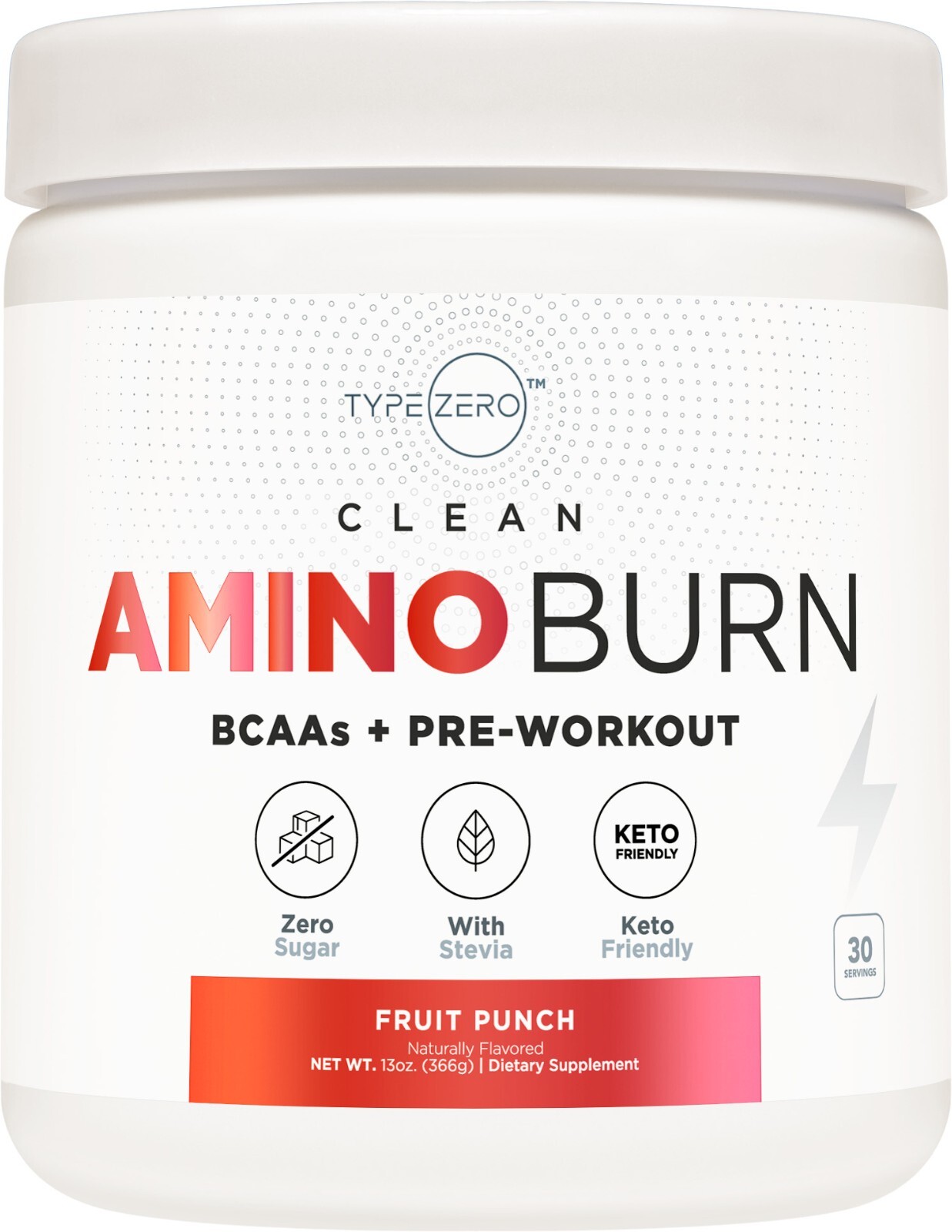 Type Zero AminoBurn – Natural Pre Workout + BCAA (Fruit Punch | 30serv)