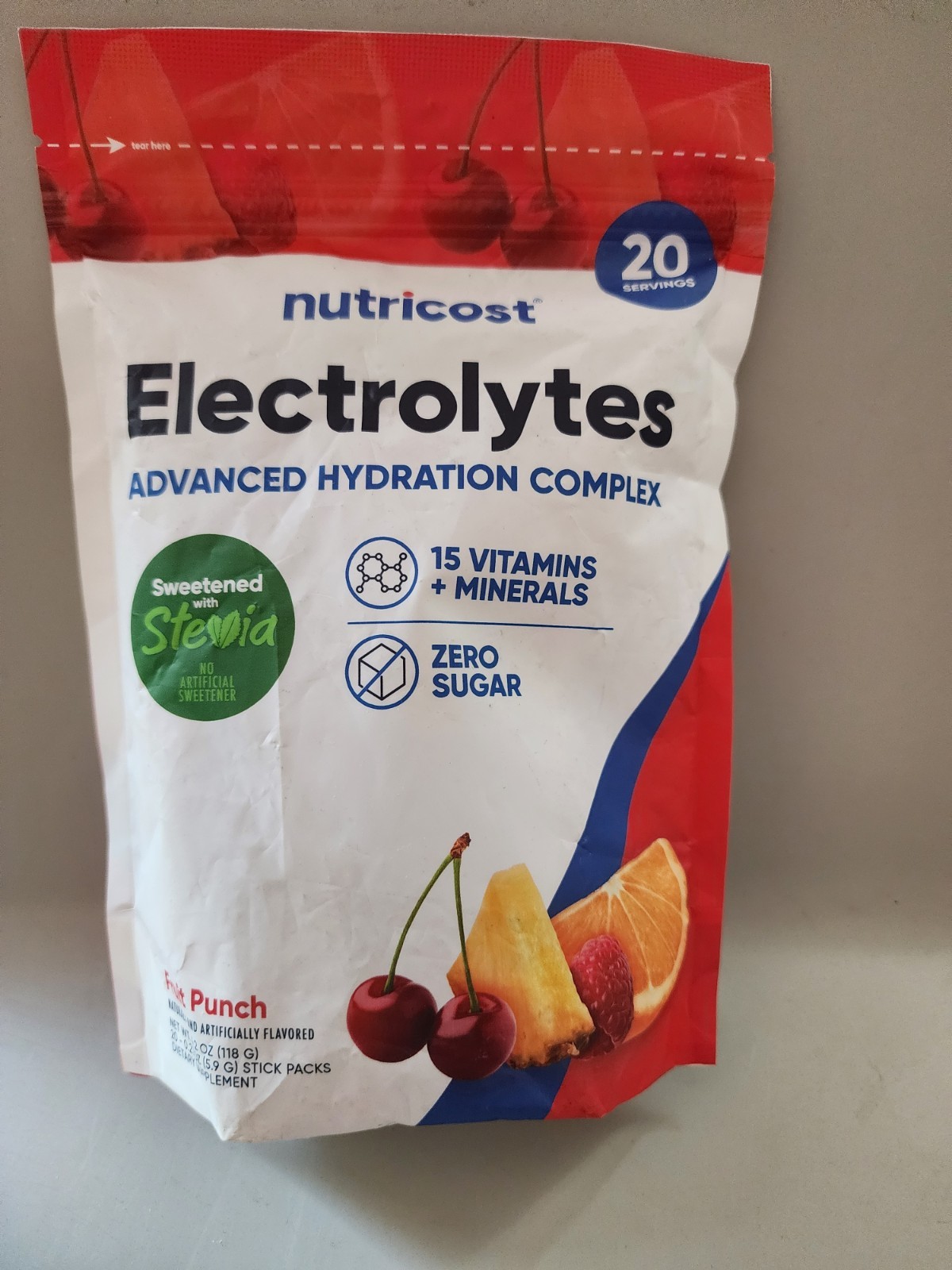 Nutricost Electrolytes Complex, Fruit Punch Flavored, 20 Stickpacks