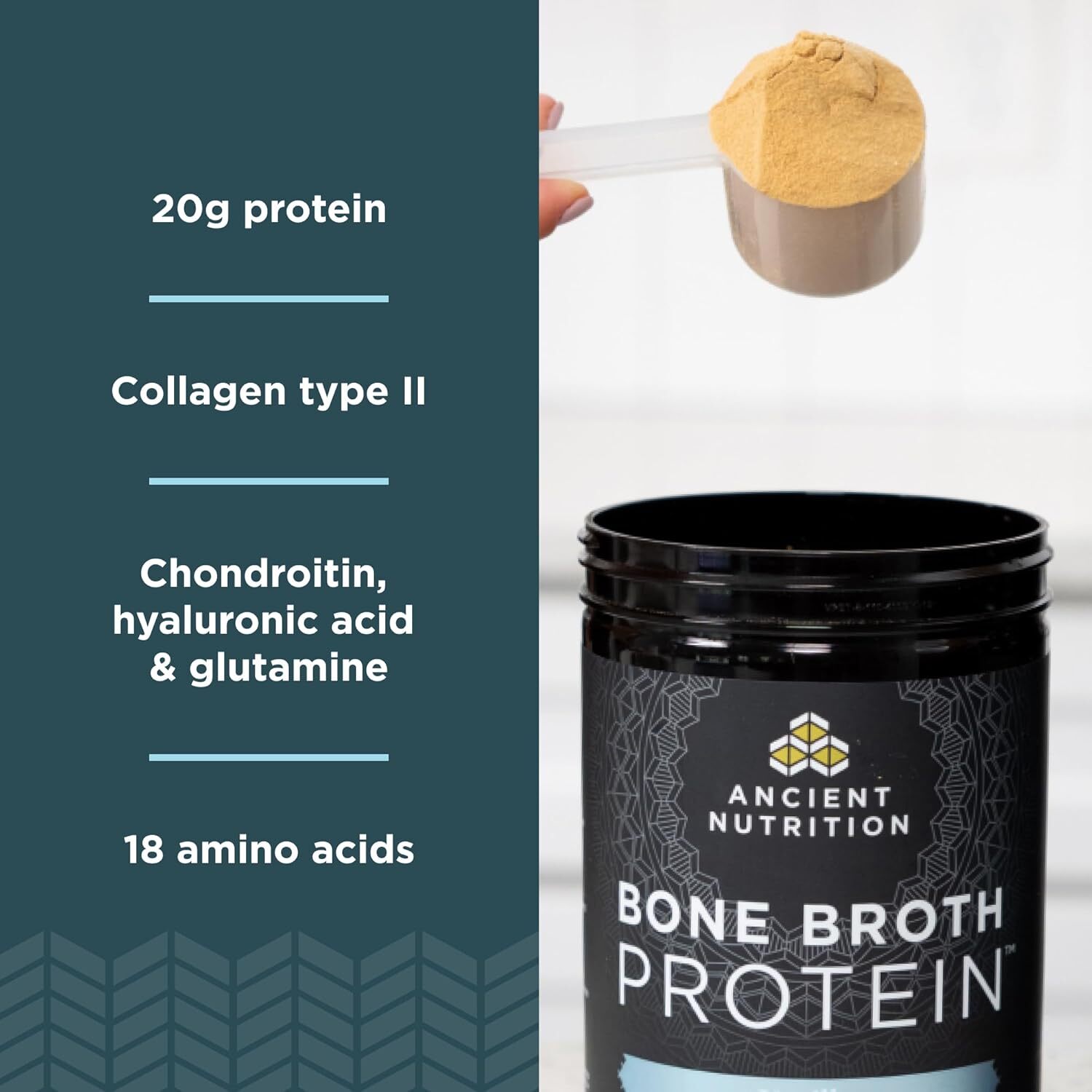 Ancient Nutrition Bone Broth Protein Powder Vanilla 17.4 Oz