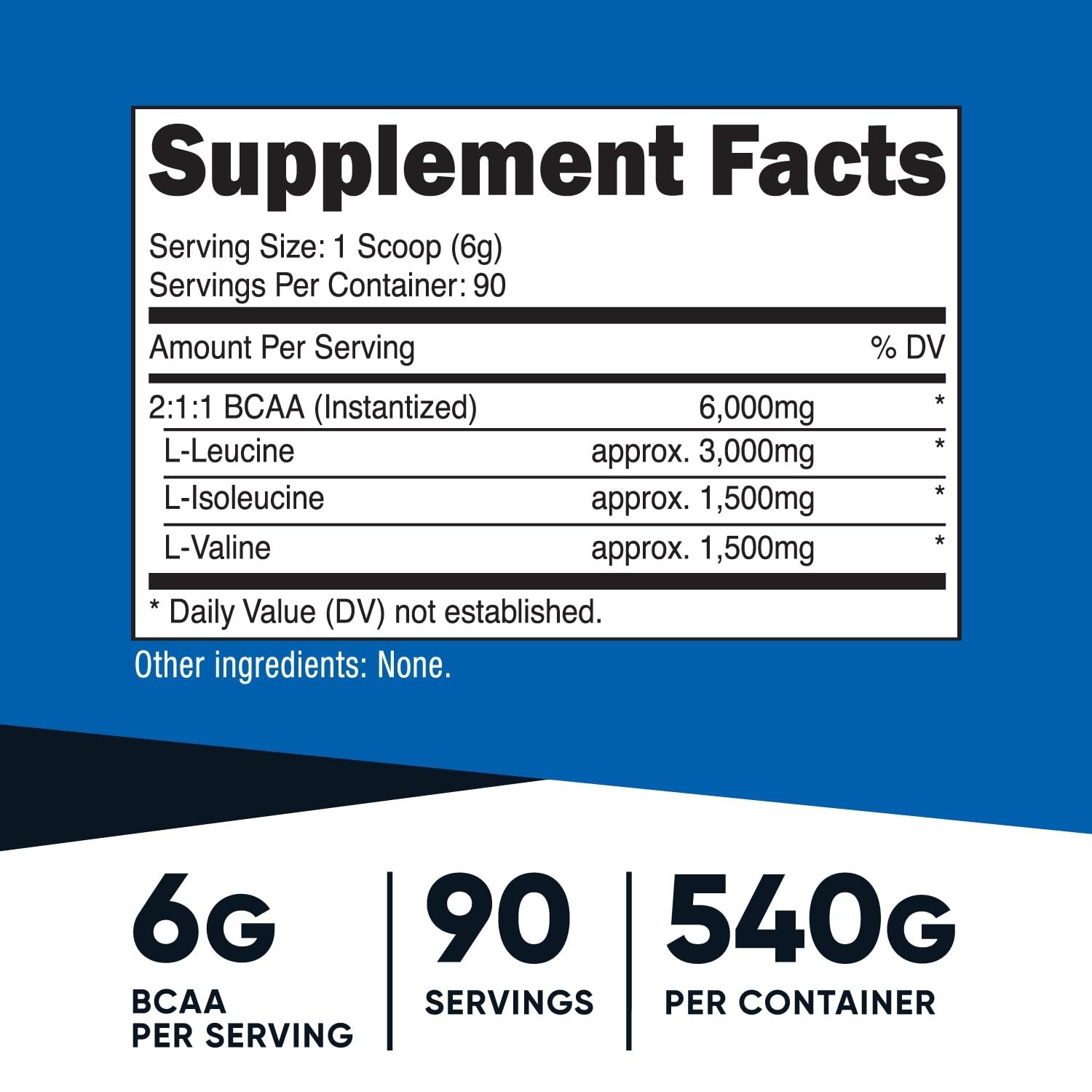 BCAA Powder 2:1:1 – 90 Servings, Unflavored Branched Chain Amino Acids Supplemen