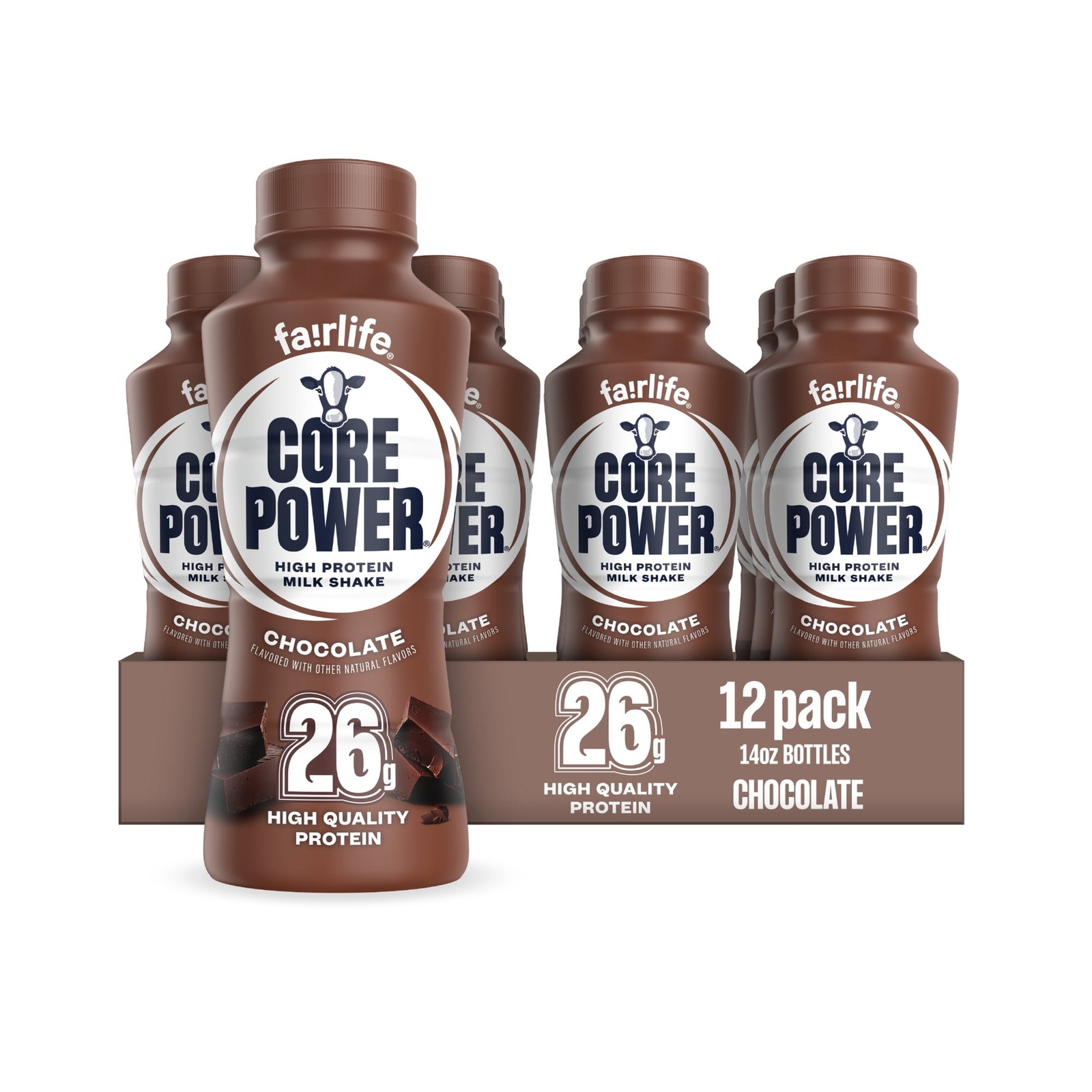 Core Power Protein Shake, Chocolate, 26g Bottle, 14oz, 12 Pack free shipping