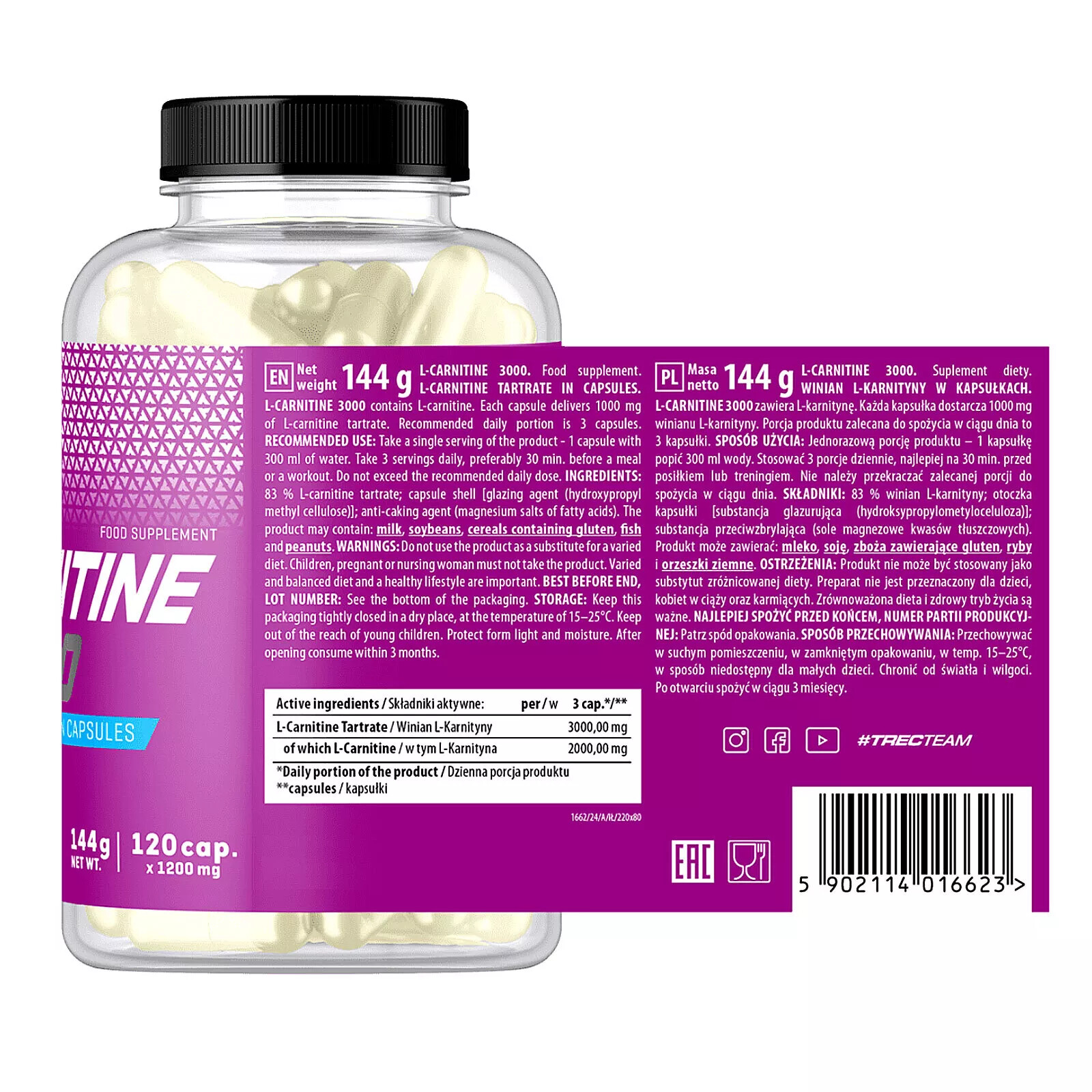 Trec Nutrition L-CARNITINE 3000 -Strong Huge Dose Fat Reduction Weight Loss Slim