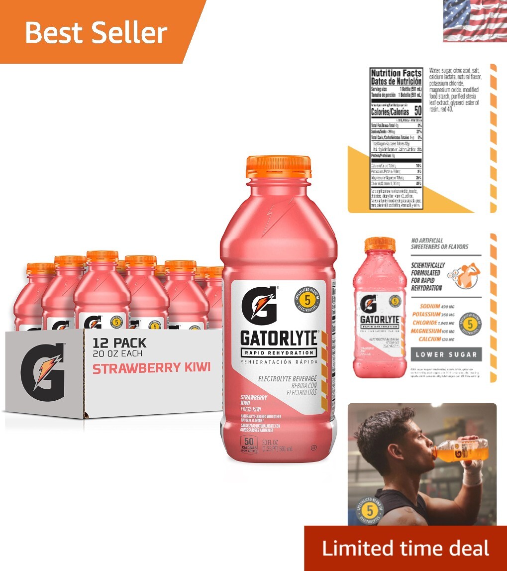 5 Electrolytes in Strawberry Kiwi Gatorlyte Drinks – 12 Pack for Quick Hydration