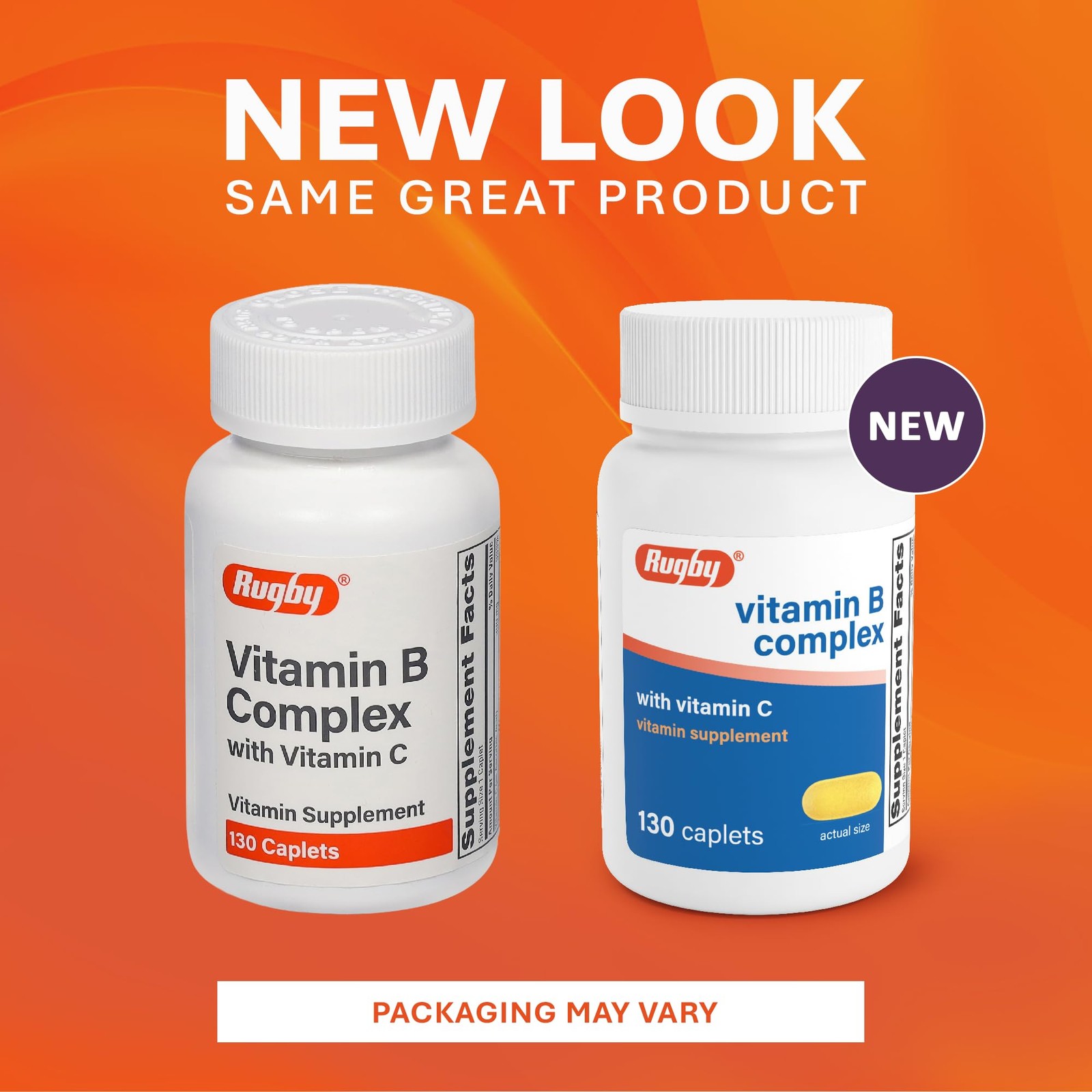 Rugby Vitamin B Complex with C – Gluten-Free B 1 Count (Pack of 130)