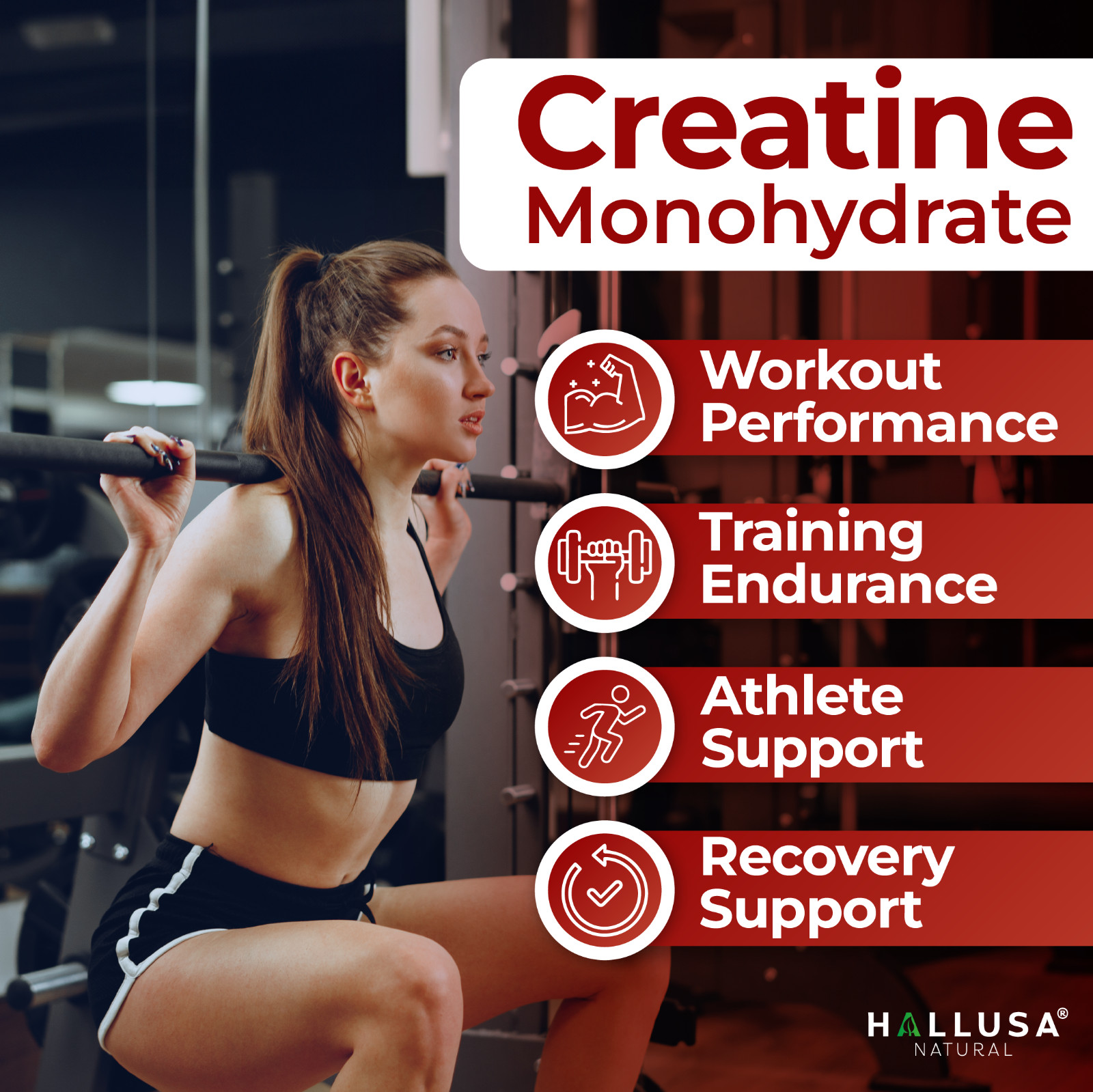 Creatine Monohydrate 1000 mg – Bodybuild, Muscle Growth & Recovery – 60 Capsules