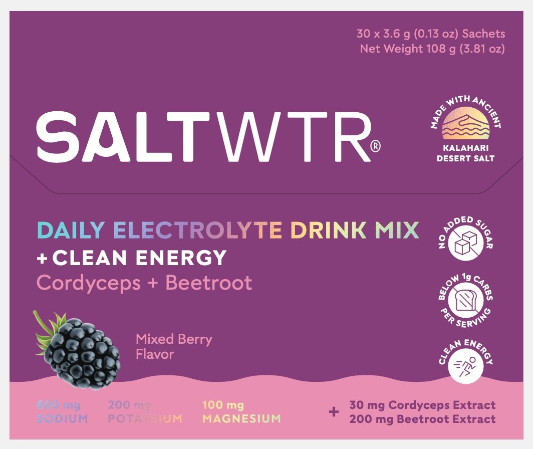 SaltWTR Functional Electrolyte Hydration Drink Mix – Clean Energy – 30 Pack