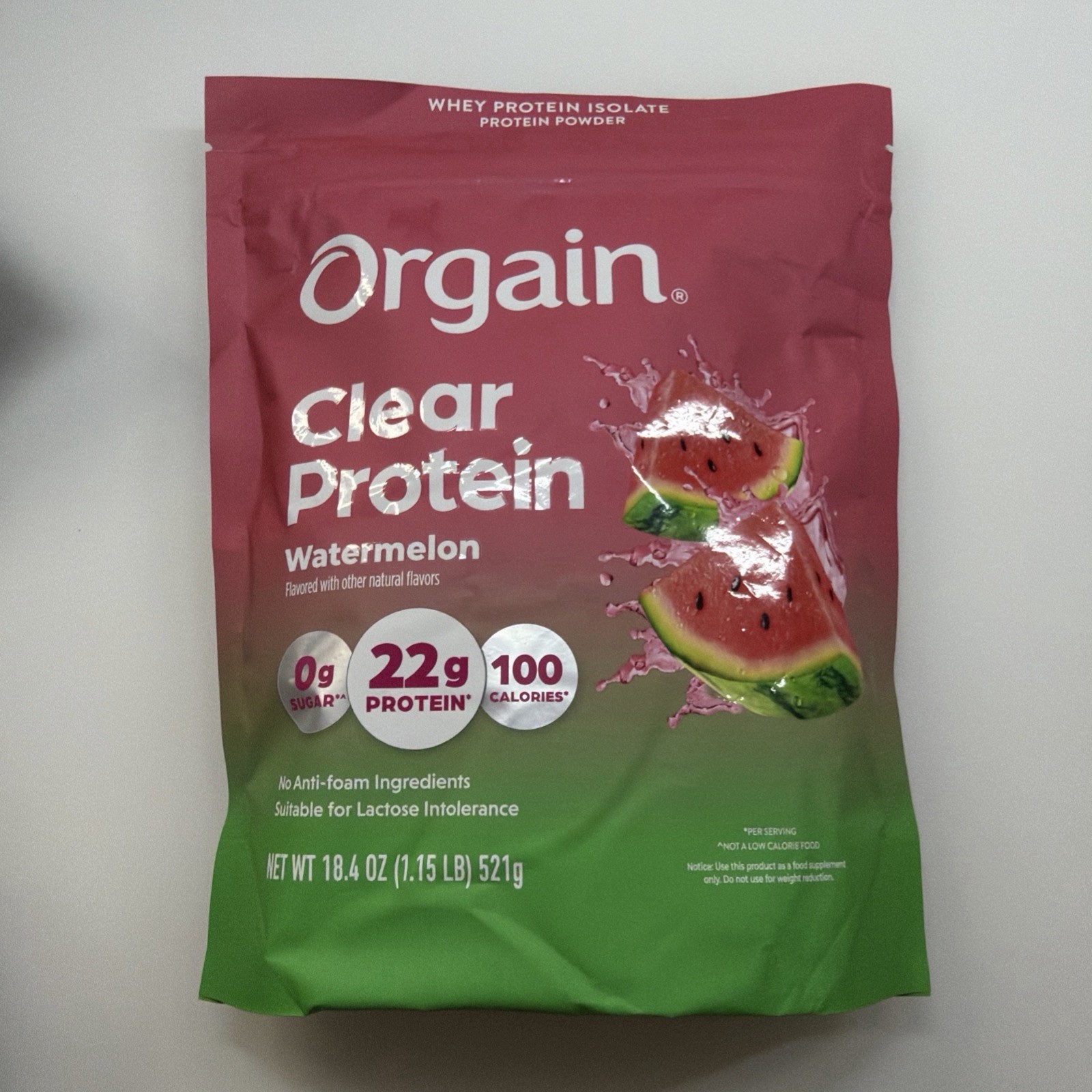 Orgain Watermelon Clear Protein Powder 18.4 Oz