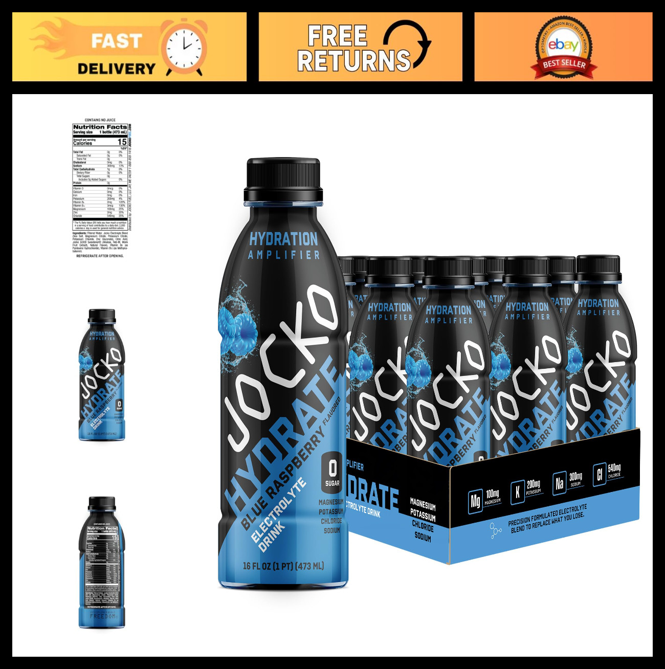 Electrolyte Sports Drink – Hydration Amplifier, Thirst Quencher, Blue Raspberry,