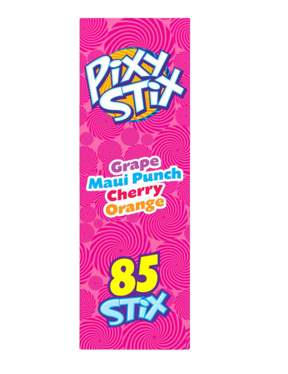 Wonka Pixy Stix Sour Powder Straws, Grape, Maui Punch, Cherry, 85 Count