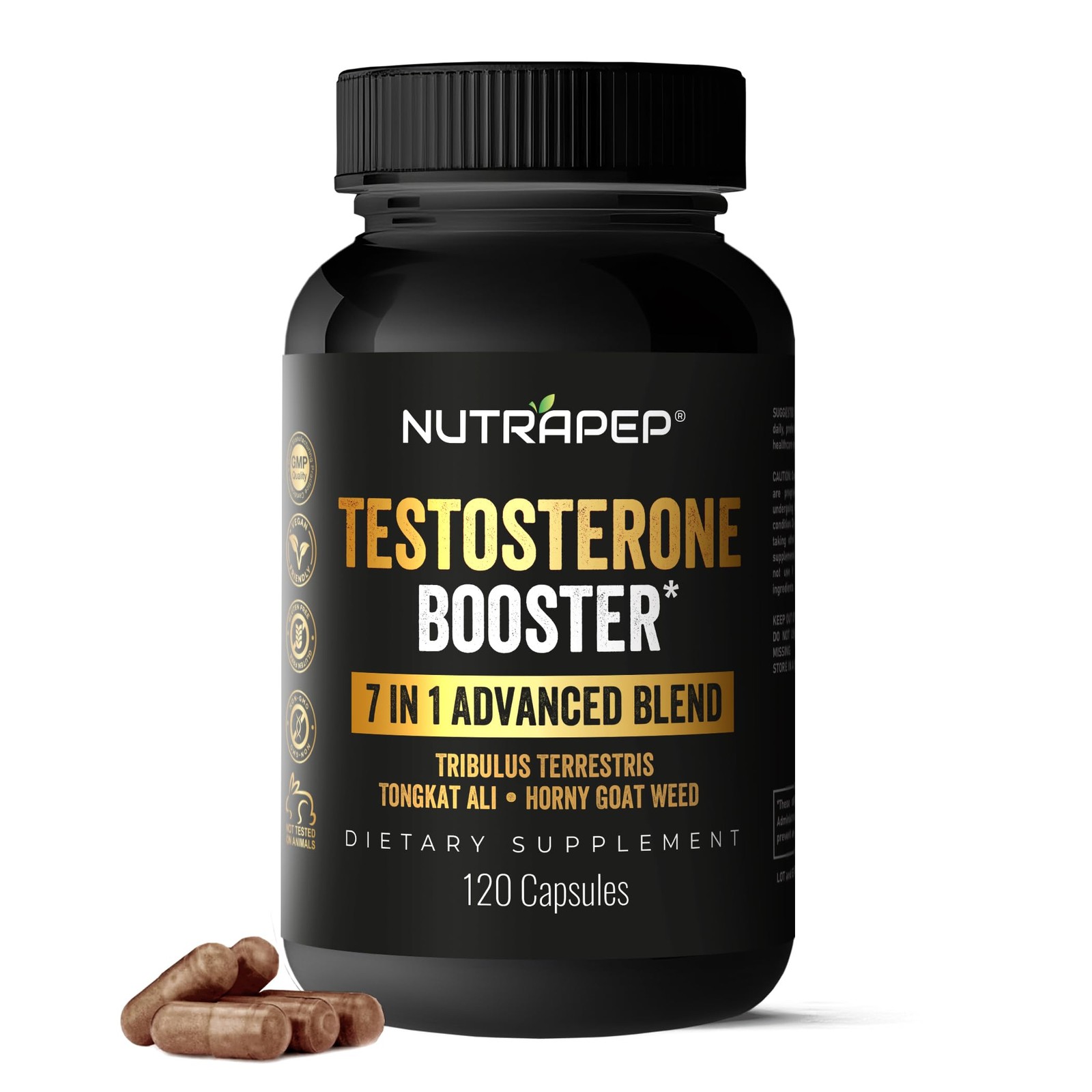 Testosterone Booster Supplement for Men – Natural 120 Count (Pack of 1)