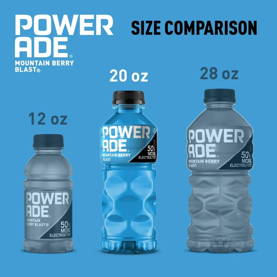 8 Pack Powerade Mountain Berry Blast Sports Drink 20 fl oz Bottles Electrolytes