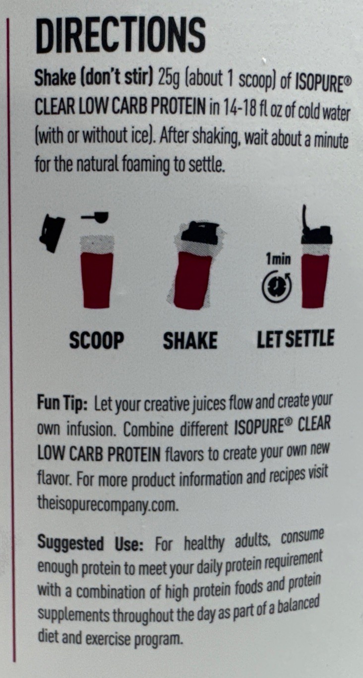 Isopure Clear Low Carb Protein Powder Mixed Berry 400 g Exp 7/28/2027-New-US
