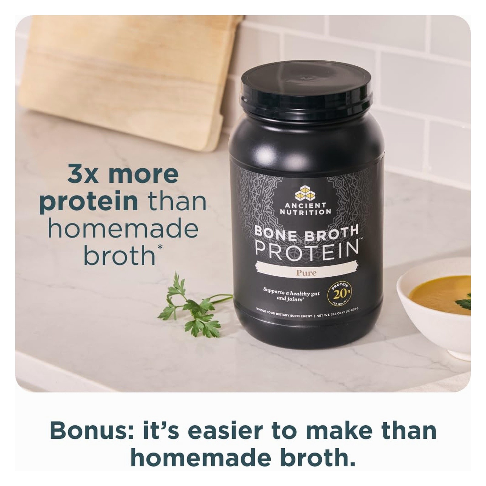 Ancient Nutrition Bone Broth Protein Powder 20g Collagen 40 Servi