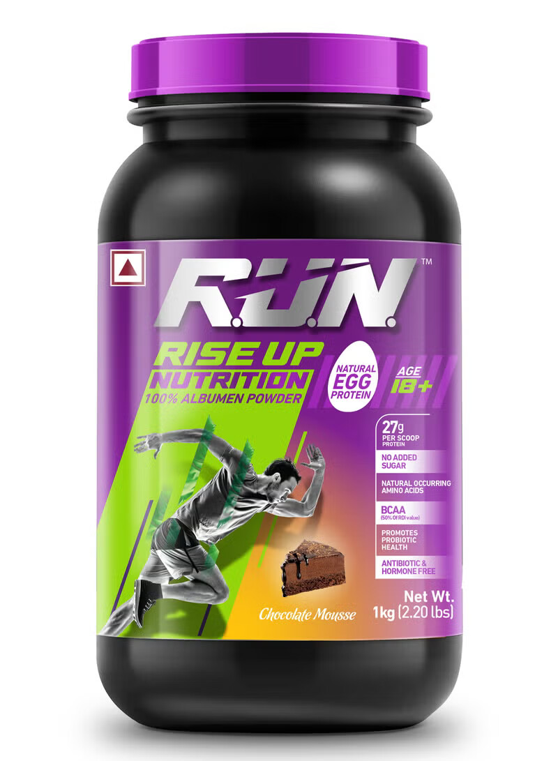 RUN Natural Egg White Protein Powder, 27g Protein, Lactose Free, 2.20 lbs/1 kg