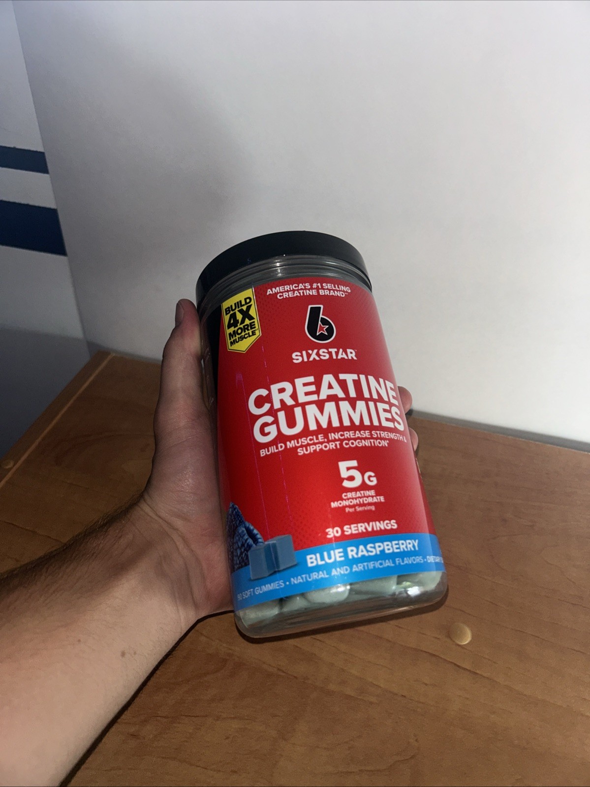 Six Star Creatine Gummies Blue Raspberry 5g Creatine Monohydrate 90 Ct