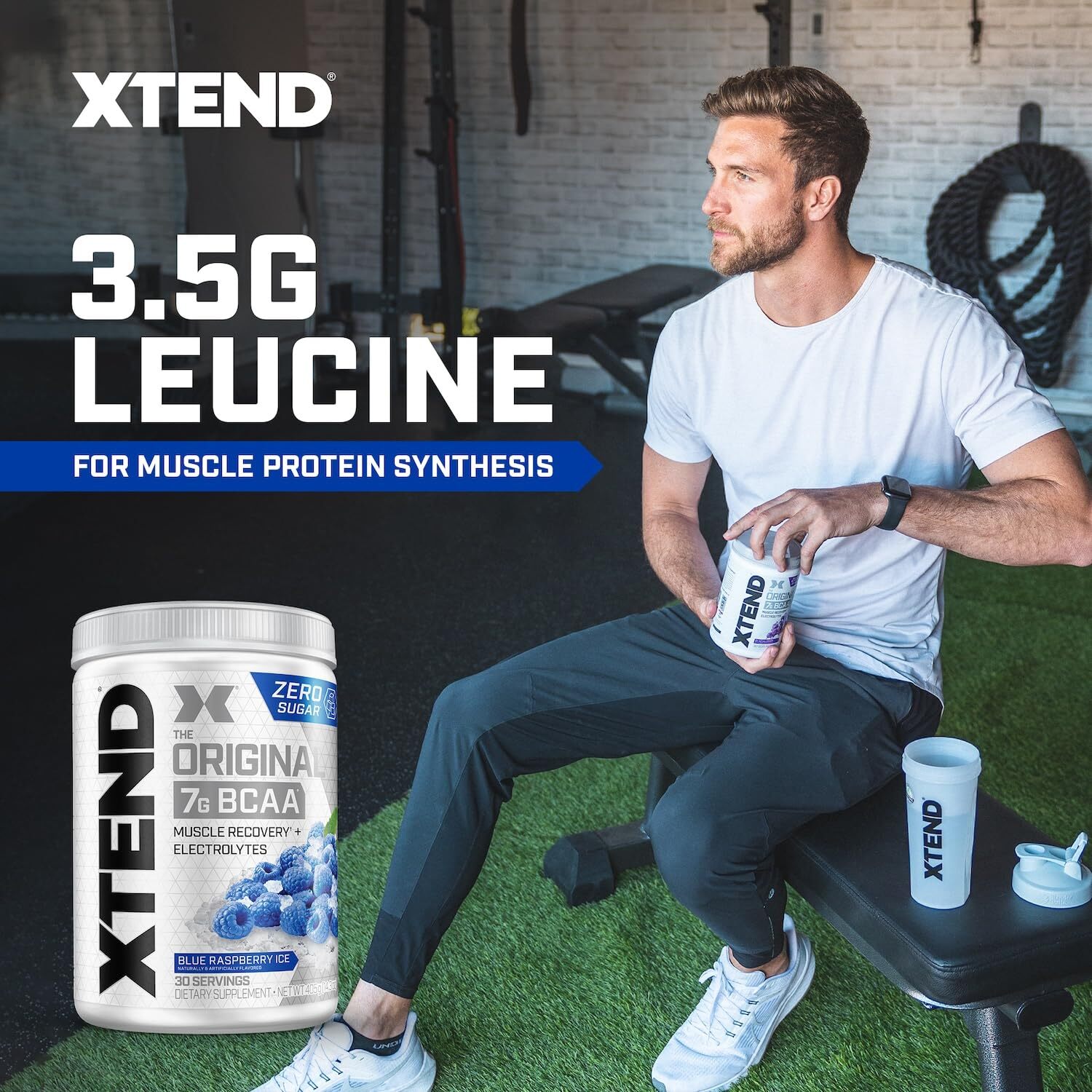 Xtend BCAA Powder Blue Raspberry 30 Servings Sugar Free Muscle Recovery Drink