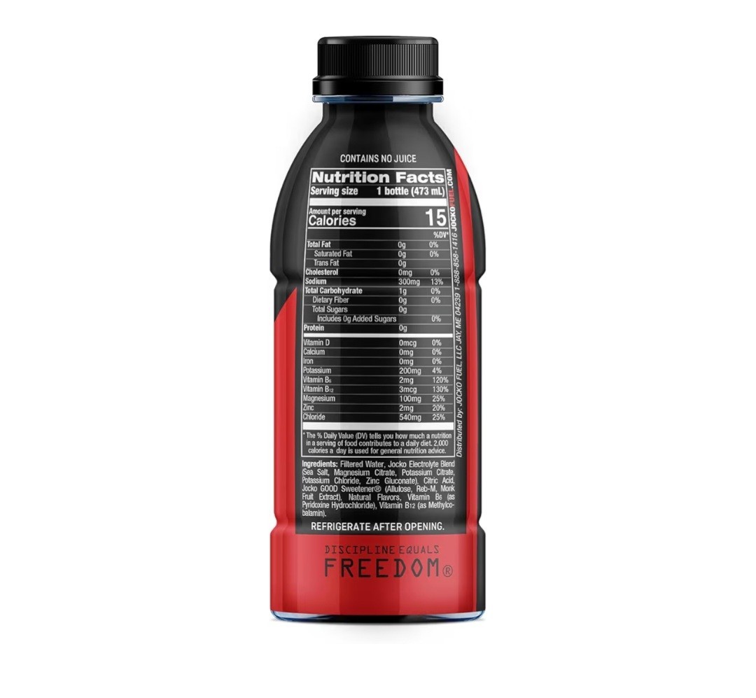 Jocko Fruit Punch Electrolyte Drink 16 fl oz Bottles 12 Pack Zero Sugar