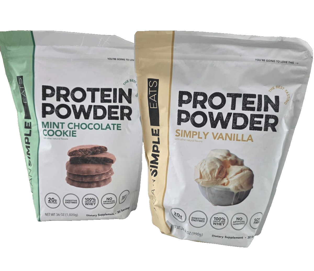 Clean Simple Eats Vanilla and Mint Chocolate Whey Protein – 20 Grams Protein