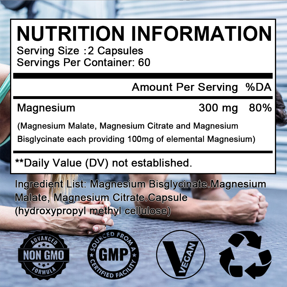 Triple Magnesium Complex Capsules, 300 mg, 30 To 120 Capsules