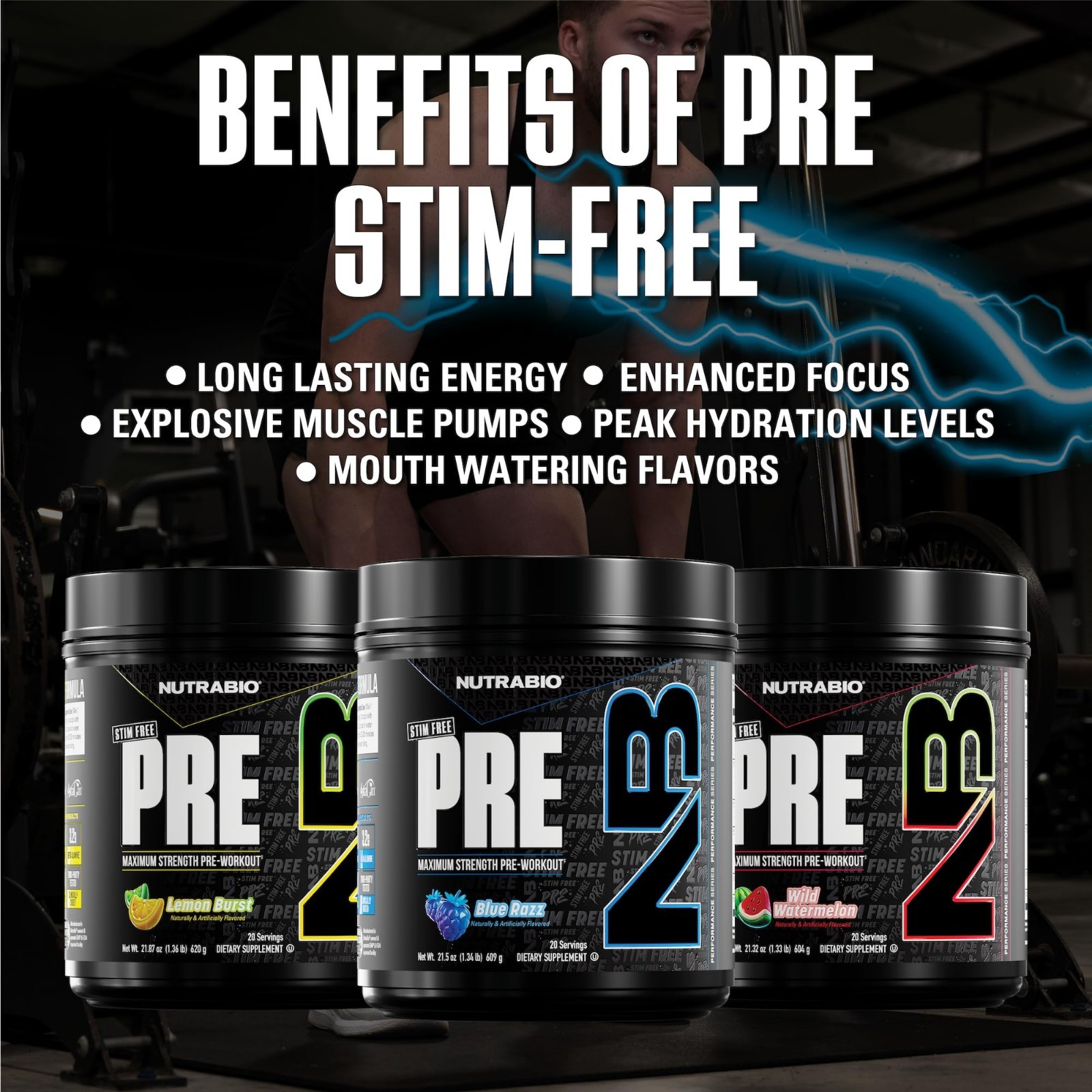 Stim-Free Pre Workout Powder – Non-Stimulant Energy, Focus & Pumps – 20 Servings