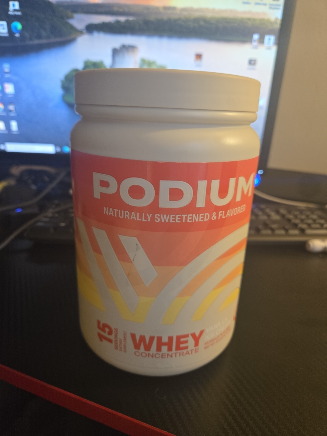 Podium Nutrition Whey Concentrate Protein Powder Vanilla Ice Cream 15 Serving