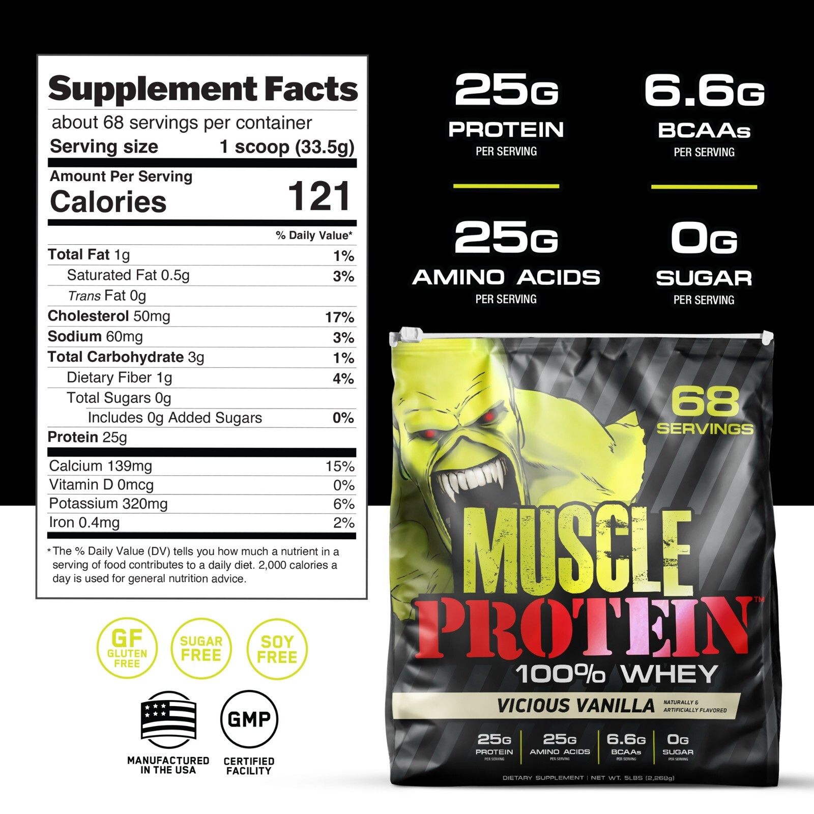 Muscle Whey Protein Powde , 15LB 204 Servings