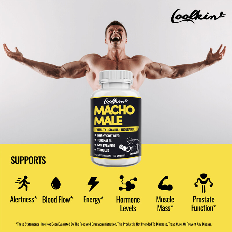 Macho Male -Maca,Horny Goat Weed,Panax Ginseng,Saw Palmetto-Testosterone Booster