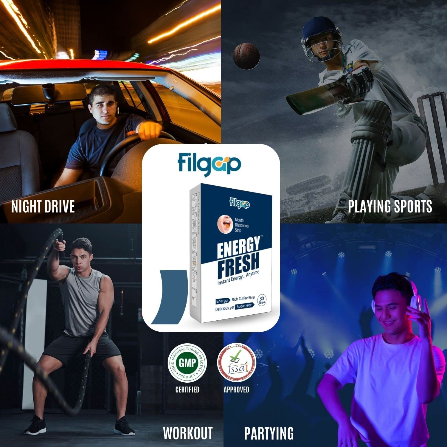 Filgap Energy Oral Strips 30 Sugar Free
