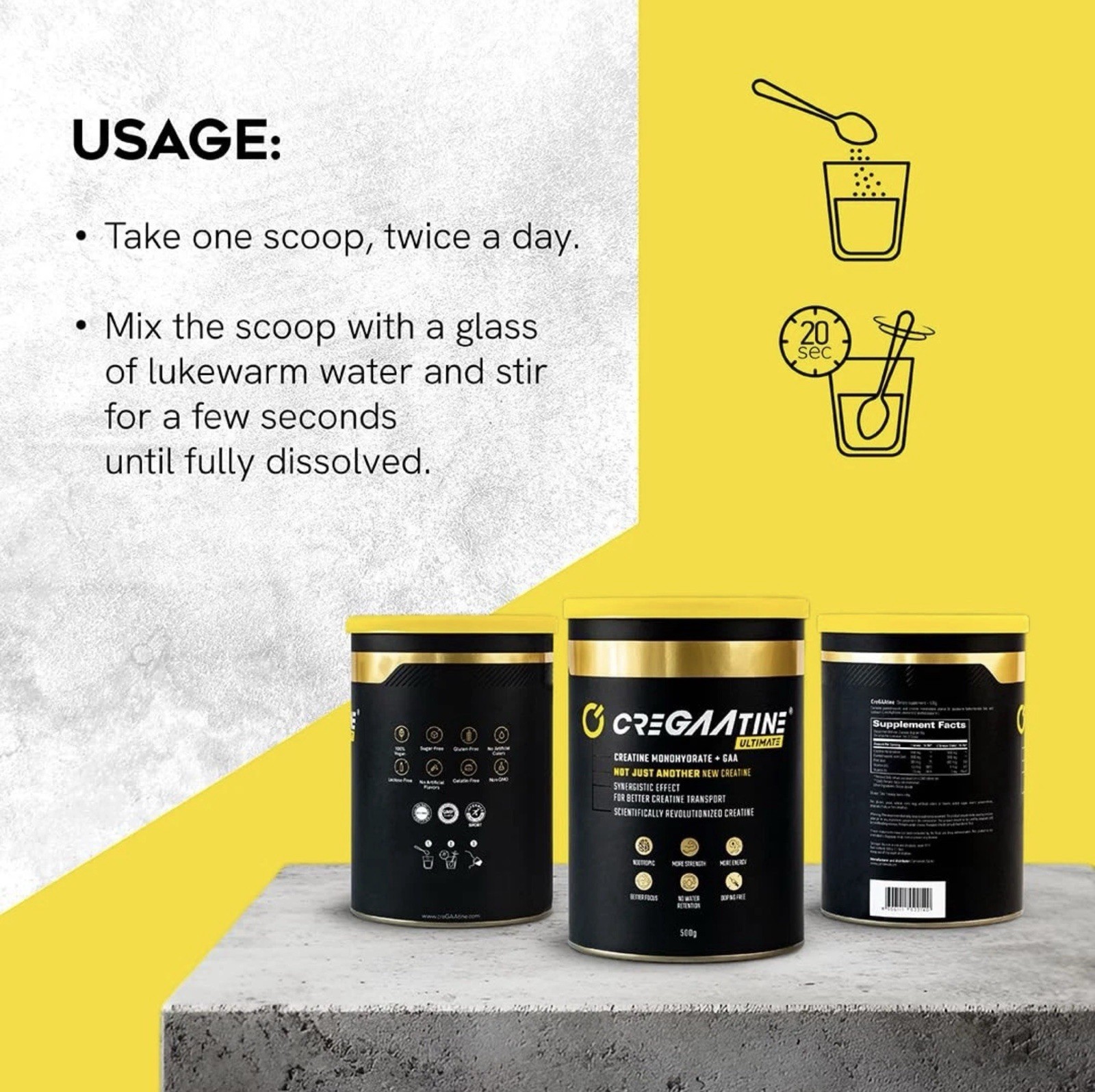 CreGAAtine Ultimate Creatine + GAA 500g 166 Servings Muscle Strength