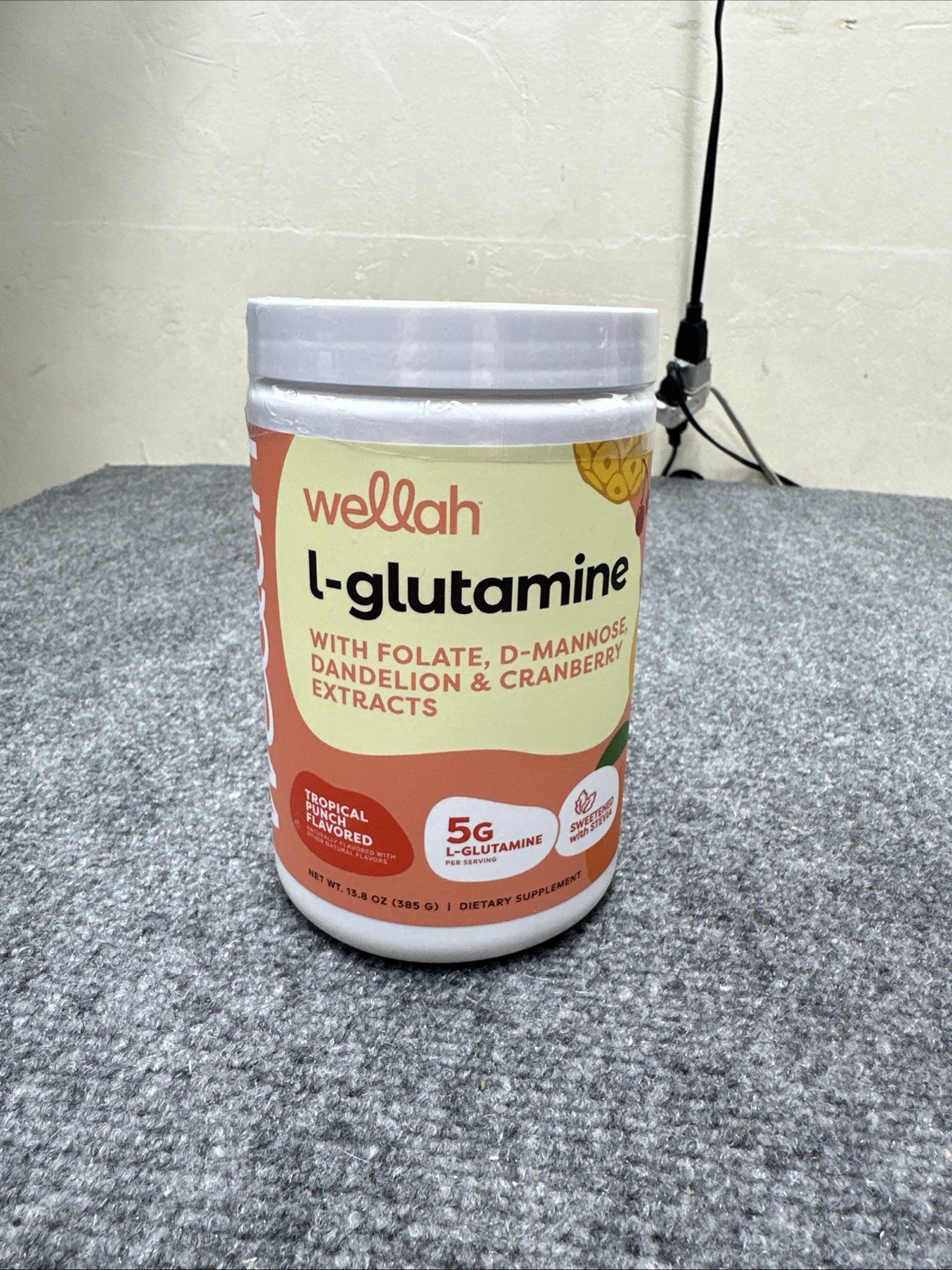 Wellah L-glutamine 13.8 Oz Tropical Punch Flavored New