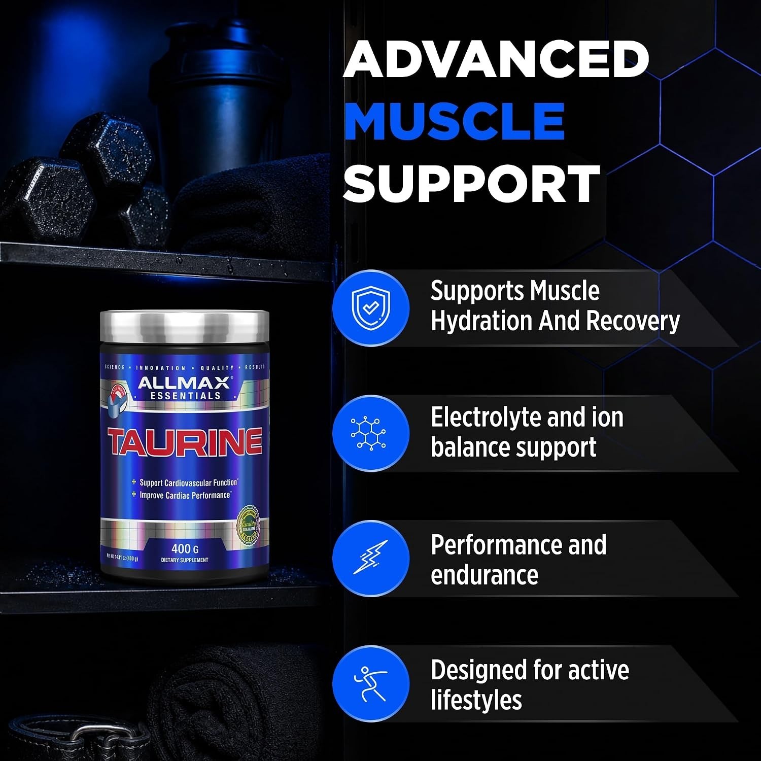Essentials Taurine – 400 g Powder – Cell Volumizer – Improves Focus & Energy …